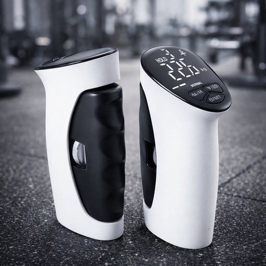 Digital Hand Grip Strength Trainer with LCD Display featuring LED display and handheld design for tracking grip strength.
